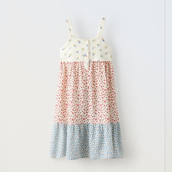 ZARA KIDS FLORAL DRESS CONTRASTING - Picture 1 of 6